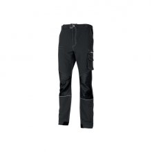 Upower Ibiza Pantalon de Trabajo Confortable - Talla M - Tejido Tecnico Elastico, Bolsillos Inteligentes, Cinturon Integrado, Detalles Reforzados, Cinta Reflectante, Triple Costura - Color Negro Carbon