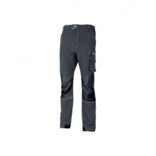 Upower Ibiza Pantalon de Trabajo Confortable - Talla 2XL - Tejido Tecnico Elastico, Bolsillos Inteligentes, Cinturon Integrado, Detalles Reforzados, Cinta Reflectante, Triple Costura - Color Gris Oscuro