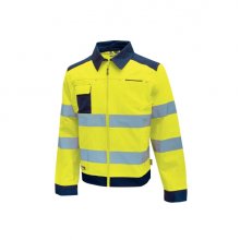 Upower Gleam Chaqueta Funcional con Bolsillos Multifuncionales - Talla 3XL - Portatarjetas Retractil, Rayas Reflectantes, Triple Costuras, Proteccion DPI2, Ajuste Personalizado - Color Amarillo Fluorescente
