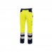 Upower Light Pantalon de Trabajo con Multiples Bolsillos - Talla 2XL - Eslinga para Martillo, Cintura Elastica, Rodillas Preformadas, Rayas Reflectantes, Triple Costura, Proteccion DPI2 - Color Amarillo Fluorescente