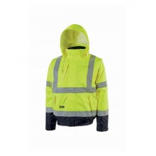 Upower Crafty Cazadora Bomber Alta Visibilidad - Talla 2XL - Mangas Separables, Bandas Reflectantes, Antilluvia, Transpirable, Impermeable, Multiples Bolsillos, Capucha Plegable, Proteccion DPI3 - Color Amarillo Fluorescente