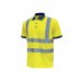 Upower Neon Polo de Manga Corta con Detalles Reflectantes - Talla L - Cuello Cerrado Tres Botones, Banda para el Sudor, Ventilaciones Laterales, Proteccion DPI2, Transpirable - Color Amarillo Fluorescente
