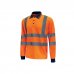 Upower Shine Polo de Manga Larga con Detalles Reflectantes - Talla 3XL - Cuello Cerrado Tres Botones, Ventilaciones Laterales, Banda para el Sudor, Proteccion DPI3, Tela Duradera - Color Naranja Fluorescente
