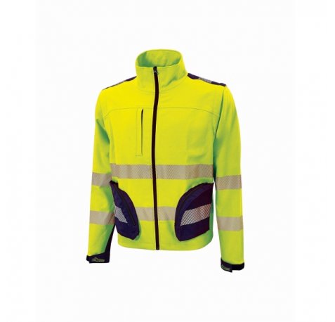 Upower Bea Cazadora de Trabajo Alta Visibilidad - Talla L - Mangas Separables, Bolsillos Funcionales, Bandas Reflectantes Termoselladas, Ajuste con Velcro, Proteccion DPI2 - Color Amarillo Fluorescente