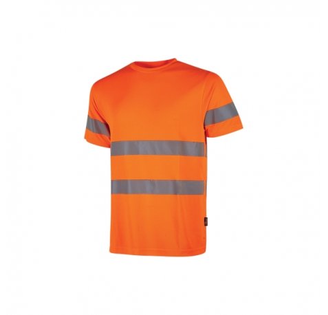 Upower Mizar Camiseta de Trabajo Alta Visibilidad - Talla 5XL - Bandas Reflectantes, Tejido Transpirable Nido de Abeja, Cinta Antisudor, Durabilidad Hasta 25 Lavados - Color Naranja Fluorescente