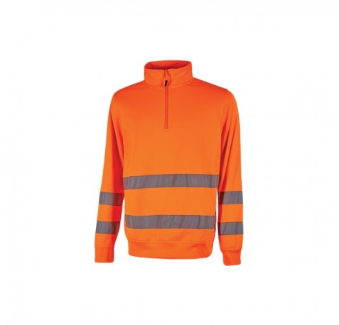 Upower Felis Sudadera de Trabajo con Aislamiento Termico - Talla 4XL - Bandas Reflectantes, Media Cremallera, Mangas a Giro, Costuras Reforzadas, Alta Durabilidad - Color Naranja Fluorescente