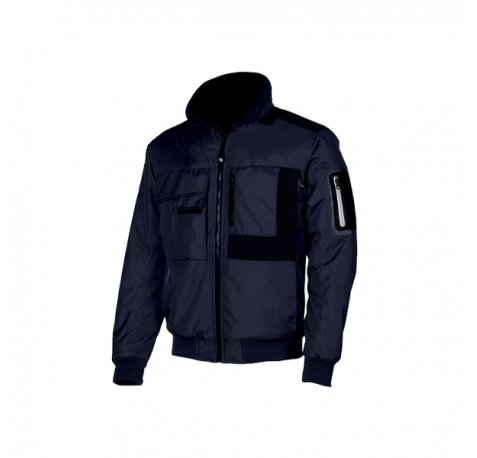 Upower Mate Bomber de Trabajo con Mangas Desmontables - Talla XL - Impermeable, Interior de Microfibra, Bolsillos con Solapa y Velcro, Refuerzos Anti-Desgaste, Proteccion DPI1 - Color Azul Marino