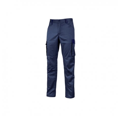 Upower Crazy Pantalones Cargo Stretch - Talla 2XL - Bolsillos Multifuncionales, Detalles Reflectantes, Cinturilla Elastica, Rodillas Preformadas, Proteccion DPI1, Ajuste Slim-Fit - Color Azul Oscuro Westlake