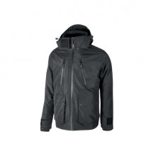 Upower Forex Parka Impermeable y Transpirable - Talla 4XL - Capucha Ajustable y Desmontable, Detalles Reflectantes, Interior Termico con Mangas Desmontables, Proteccion DPI1 - Color Gris Meteorito