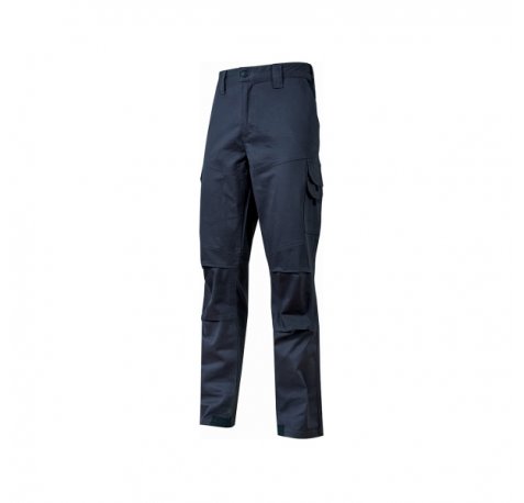 Upower Belgrado Pantalon de Trabajo Resistente - Talla 3XL - Tela Poliester Algodon Elastico, Multiples Bolsillos, Cintura Elastica, Proteccion Lumbar, Rodillas Preformadas, Costuras Reforzadas - Color Azul Oscuro Westlake