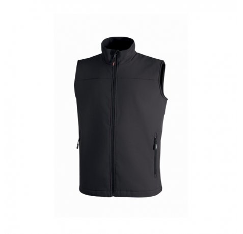 Upower Dublino Chaleco de Trabajo Soft Shell - Talla 2XL - Transpirable, Antiviento, Repelente al Agua, Multibolsillos con Cremallera, Ajuste Personalizado con Cordon - Color Negro Carbon