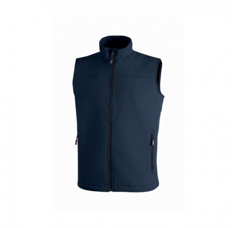 Upower Dublino Chaleco de Trabajo Soft Shell - Talla 2XL - Transpirable, Antiviento, Repelente al Agua, Multibolsillos con Cremallera, Ajuste Personalizado con Cordon - Color Azul Oscuro Westlake