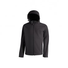 Upower Kyra Cazadora de Trabajo - Talla 3XL - Soft Shell Mechanical Stretch, Antiviento, Repelente al Agua, Capucha Desmontable, Mangas Preformadas, Elementos Reflectantes - Color Negro Carbon