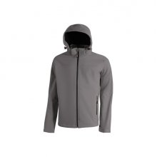 Upower Kyra Cazadora de Trabajo - Talla 3XL - Soft Shell Mechanical Stretch, Antiviento, Repelente al Agua, Capucha Desmontable, Bolsillos con Cierre, Elementos Reflectantes - Color Gris Oscuro