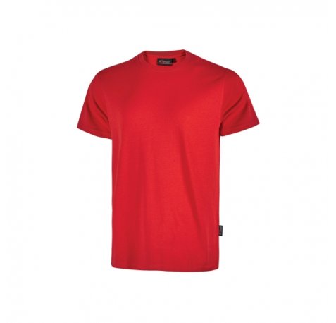 Upower Figi Camiseta de Trabajo de Algodon Cardado - Talla 5XL - Suavidad y Confort Prolongado, Cuello Elastico Acanalado, Cinta Para-Sudor, Proteccion DPI1 - Color Rojo Magma