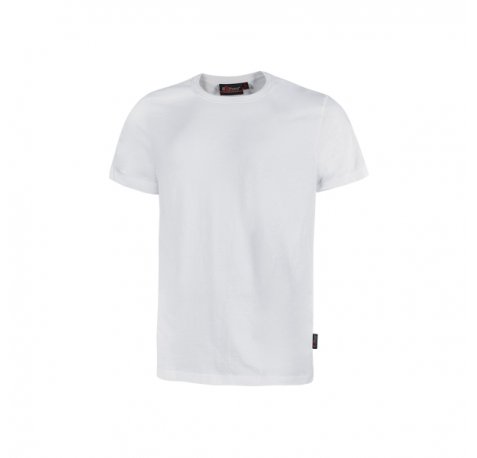 Upower Figi Camiseta de Trabajo de Algodon Cardado - Talla L - Suavidad y Confort Prolongado, Cuello Elastico Acanalado, Cinta Para-Sudor, Proteccion DPI1 - Color Blanco