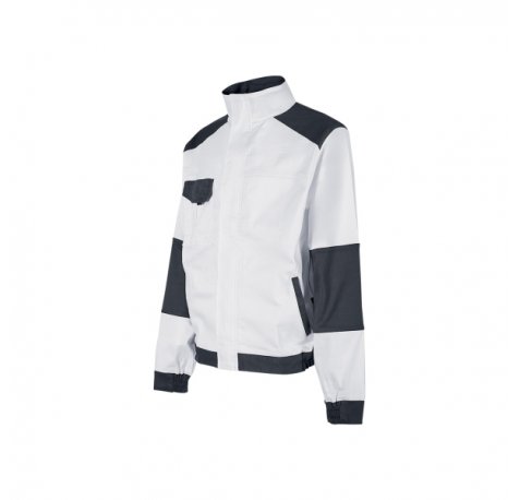 Upower Zagabria Chaqueta de Trabajo - Talla 4XL - Algodon Stretch, Durabilidad y Transpirabilidad, Bolsillos con Cierre, Anillo Porta-Identificacion, PuÃ±os Ajustables, Lavable a 40Â° - Color Blanco