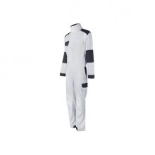Upower Pola Mono de Trabajo Resistente - Talla L - Algodon Stretch, Multiples Bolsillos, Ajuste Elastico, Rodillas Preformadas, Refuerzos Antidesgaste, Triple Costura - Color Blanco