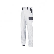 Upower Salonicco Pantalon de Trabajo Resistente - Talla 3XL - Algodon Stretch, Multiples Bolsillos Seguros, Proteccion Lumbar Reforzada, Detalles Reflectantes, Facil Mantenimiento - Color Blanco