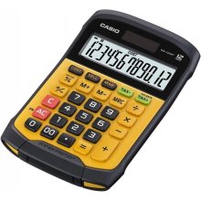 Casio WM-320T Calculadora de Sobremesa de 12 Digitos - Teclado Desprendible y Lavable IP54 - Pantalla Grande - Simbolos de Comando de Funcion - Alimentacion Solar y Pilas - Color Amarillo/Negro