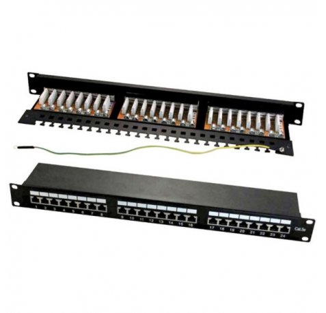 WP Patch Panel de 24 Puertos RJ45 Cat. 6A STP 1U - Color Negro