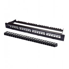 WP Patch Panel de 24 Puertos RJ45 CAT6A UTP - 1U Modular sin Herramientas - Color Negro