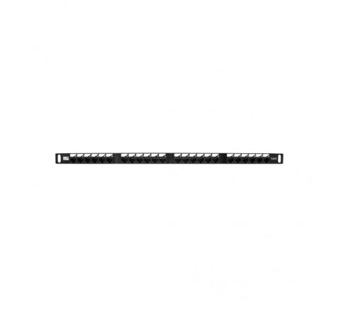 WP Patch Panel de 24 Puertos RJ45 CAT6 UTP - 0.5U IDC de Alta Densidad - Color Negro