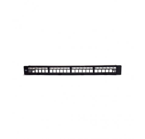 WP Patch Panel de 24 Puertos RJ45 CAT6 STP - 1U Keystone Modular - Color Negro