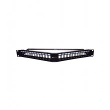 WP Patch Panel de 24 Puertos RJ45 CAT6 UTP - 1U Keystone Angulado - Color Negro