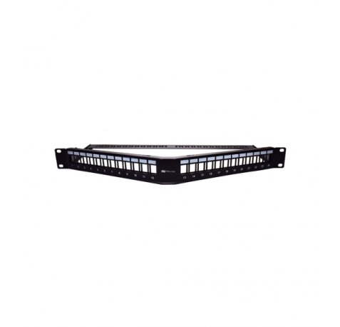 WP Patch Panel de 24 Puertos RJ45 CAT6 UTP - 1U Keystone Angulado - Color Negro
