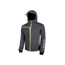 Upower Quick Chaqueta Soft Shell - Talla M - Tejido Elastico Cortavientos, Transpirable y Repelente al Agua, Bolsillo Pecho con Cierre Impermeable, Capucha Ajustable, Proteccion DPI1 - Color Gris Asfalto