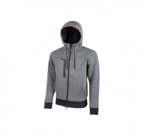 Upower Tasty Sudadera de Trabajo con Capucha Reflectante - Talla S - Bolsillo Multimedia, Tecnologia Free Sound, Cremallera Doble, Proteccion DPI1, Ventilacion Axilar - Color Gris Meteorito