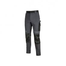 Upower Atom Pantalon de Tejido Stretch - Talla M - Resistente y Transpirable, Secado Rapido, Bolsillos Multifuncionales, Cintura Elastica, Proteccion Rodillas Certificada, Costuras Reforzadas - Color Gris Asfalto