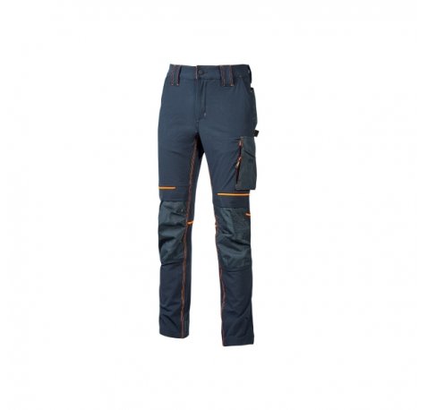 Upower Atom Pantalon de Trabajo con Tejido 4 Vias Stretch - Talla 5XL - Repelente al Agua, Transpirable, Bolsillos Multifuncionales, Proteccion de Rodillas Certificada, Costuras Reforzadas - Color Azul Marino