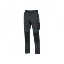 Upower Atom Pantalon de Tejido Elastico - Talla 2XL - Resistente al Agua, Transpirable, Secado Rapido, Bolsillos Multifuncionales, Proteccion Lumbar, Rodilleras Certificadas PPE CAT.1 - Color Gris Asfalto Verdoso