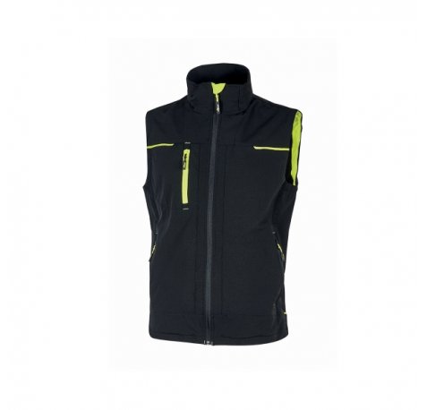 Upower Saturn Chaleco de Tela Resistente - Talla 4XL - Suave, Repelente al Agua, Transpirable, Secado Rapido, Bolsillos Practicos, Detalles Reflectantes, Proteccion DPI1 - Color Negro Carbon