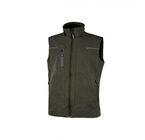 Upower Saturn Chaleco de Tela Resistente - Talla 2XL - Suave, Repelente al Agua, Transpirable, Multiples Bolsillos, Detalles Reflectantes, Proteccion DPI1 - Color Verde Oscuro