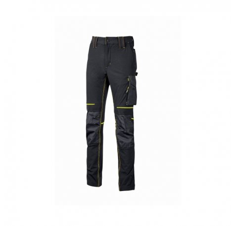 Upower Atom Lady Pantalon de Tejido Elastico - Talla 2XL - Repelente al Agua, Transpirable, Secado Rapido, Bolsillos Multifuncionales, Cintura Elastica, Detalles Reflectantes, Proteccion DPI1 - Color Negro Carbon