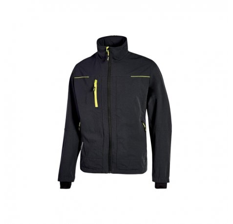 Upower Pluton Lady Chaqueta de Tela Resistente - Talla L - Suave, Repelente al Agua, Transpirable, Secado Rapido, Multiples Bolsillos, Capuchon Retractil, PuÃ±os a Prueba de Viento, Proteccion DPI1 - Color Negro Carbon