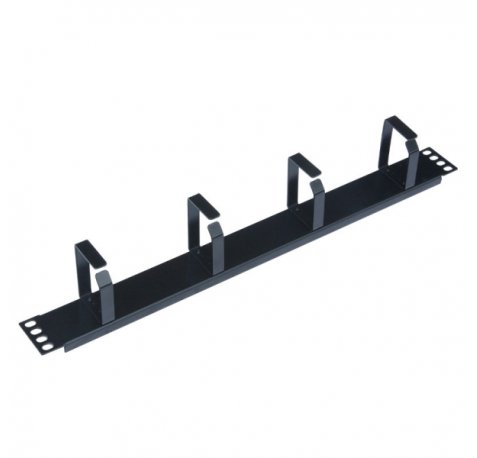WP Guia 1U Cableado con 4 Anillos - Metalico - sin Tapa - 490x15x55mm - Color Negro