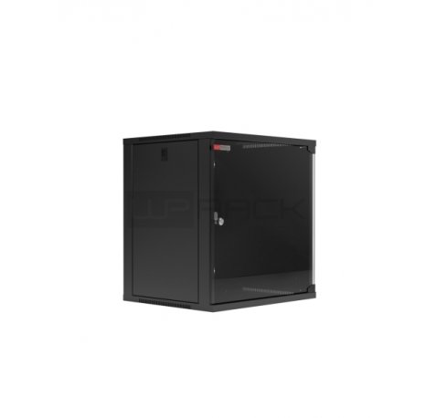WP RWA-06604-B Armario Mural 6U Fondo 450 - Puerta de Cristal - Cerradura de Seguridad - Color Negro