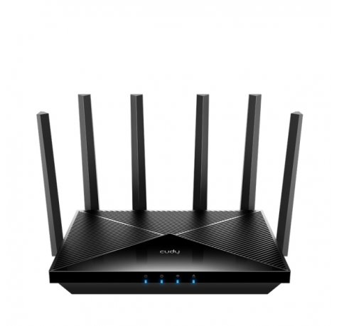 Cudy Router WiFi 7 Mesh Tribanda BE11000 de 2.5G - Velocidad hasta 2500Mbps - 4 Puertos - 6 Antenas Fijas de 5dBi - Tecnologia MU-MIMO - Color Negro