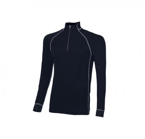 Upower Makalu Camiseta de Trabajo Tecnica - Talla L - Cuello Alto con Cremallera, Costuras Planas Antirritacion, Material Transpirable - Color Azul Marino