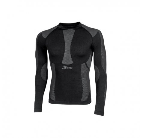 Upower Curma Camiseta Termica Deportiva - Talla L/XL - Ligera y Transpirable, Aislamiento Termico, Tejido Antibacteriano y Resistente, Alta Elasticidad, Efecto Segunda Piel - Color Negro Carbon
