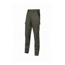 Upower Guapo Pantalones de Trabajo de Algodon Elastico - Talla M - Bolsillos Multifuncionales, Cierre Resistente, Proteccion Lumbar, Rodillas Preformadas, Triple Costura, DPI1 - Color Verde Oscuro