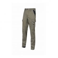 Upower Guapo Pantalones de Trabajo de Algodon Elastico - Talla 3XL - Multiples Bolsillos, Cierre Resistente, Cintura Elastica, Rodillas Preformadas, Talonera Reforzada, Proteccion DPI1 - Color Arena