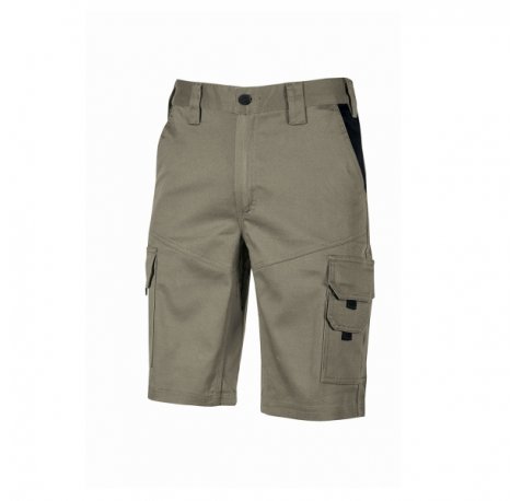 Upower Bonito Pantalones Cortos de Trabajo de Algodon Elastizado - Talla S - Frescos y Comodos, Bolsillos Multifuncionales, Cinturilla Elastica, Triple Costura, Proteccion DPI1 - Color Arena