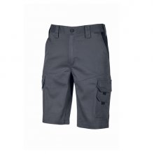 Upower Bonito Pantalones Cortos de Trabajo de Algodon Elastizado - Talla XL - Frescos y Comodos, Bolsillos Multifuncionales, Cinturilla Elastica, Cierre Resistente, Proteccion DPI1 - Color Gris Oscuro
