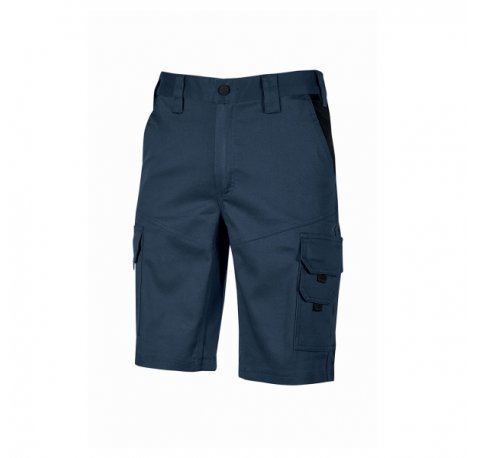 Upower Bonito Pantalones Cortos de Trabajo de Algodon Elastizado - Talla 4XL - Frescos y Comodos, Cinturilla Elastica, Cierre de Cremallera, Costuras Reforzadas, Proteccion DPI1 - Color Azul Oscuro Westlake