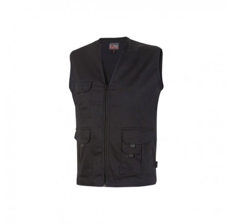 Upower Chica Chaleco Multibolsillos de Algodon Elastico - Talla 2XL - Ligero, Cierre Cremallera Frontal, Espacio para Personalizacion, Bolsillos con Solapa y Velcro - Color Negro Carbon